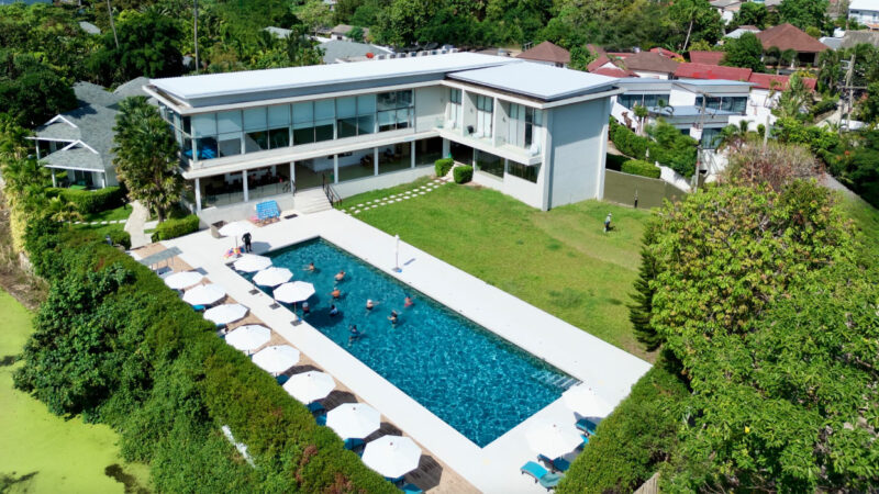 new-leaf-aerial Aerial view looking over New Leaf Wellness Resort Thailand.